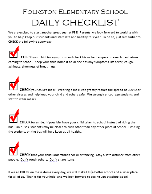 Daily Checklist for Parents