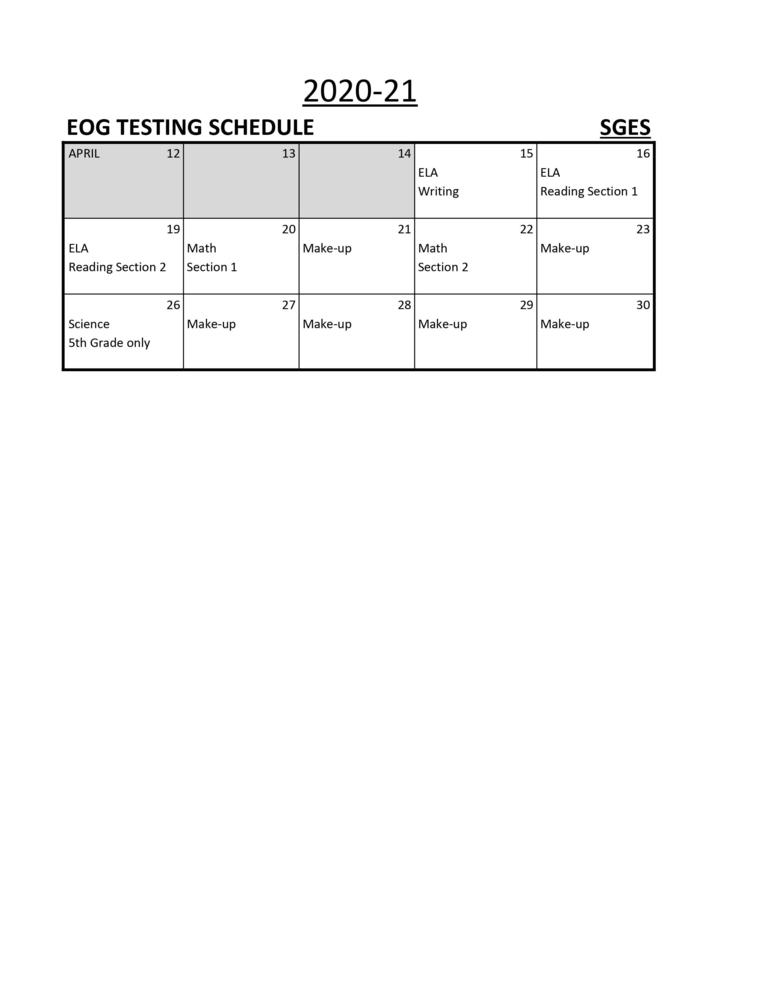 GMAS Testing Schedule