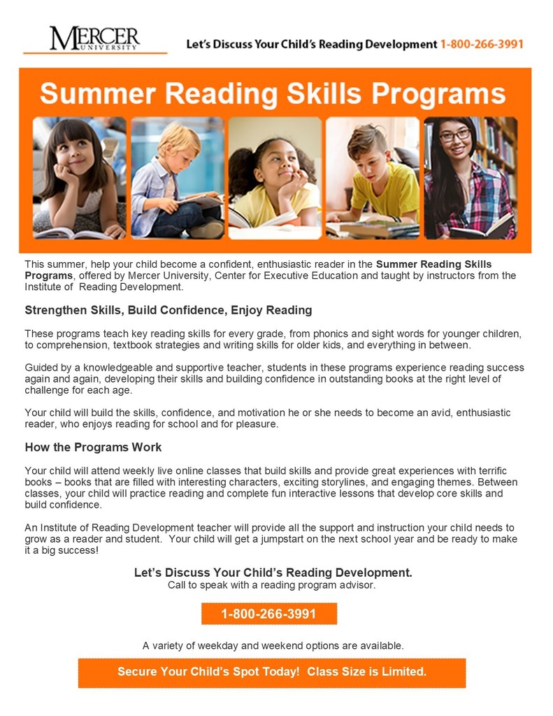 Summer Reading Skills Program-Mercer Univ